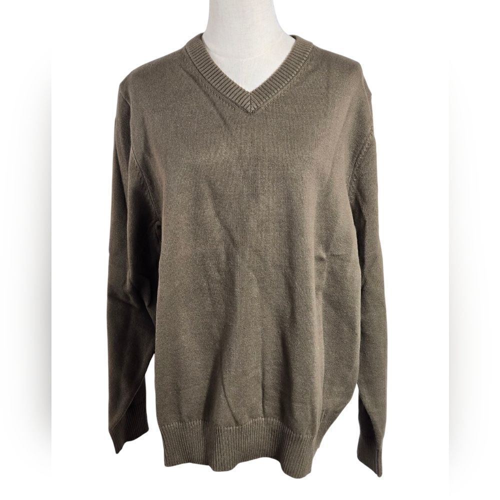 Duluth Trading Greenish Brown V Neck Pullover Sweater NWT